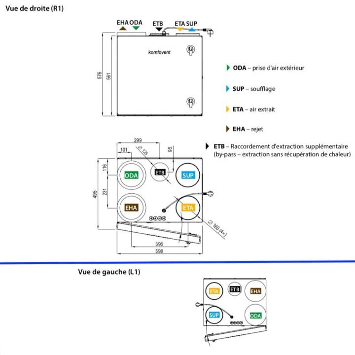 Domekt R 400 V C6M [- VMC double flux Haut rendement avec echangeur rotatif - KOMFOVENT]
