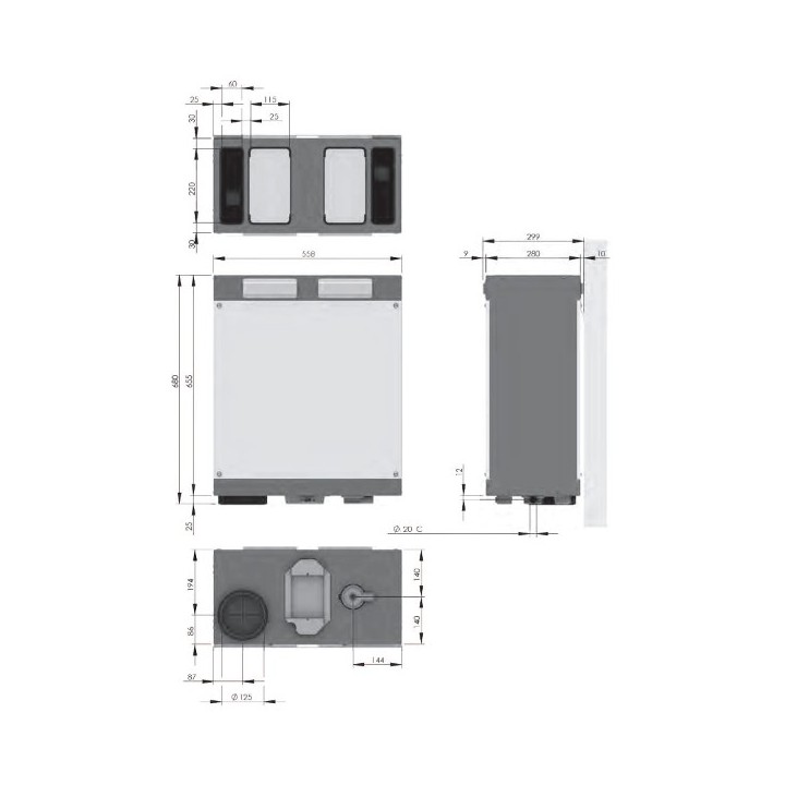 ComfoAir 180 avec préchauffage intégré + Comfosense 67 [- VMC double flux Haut rendement - Zehnder]