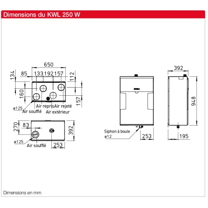 KWL EC 250 W / 250 W ET (régulation easyControls 3.0) [- VMC Double flux Très Haut Rendement - Helios]