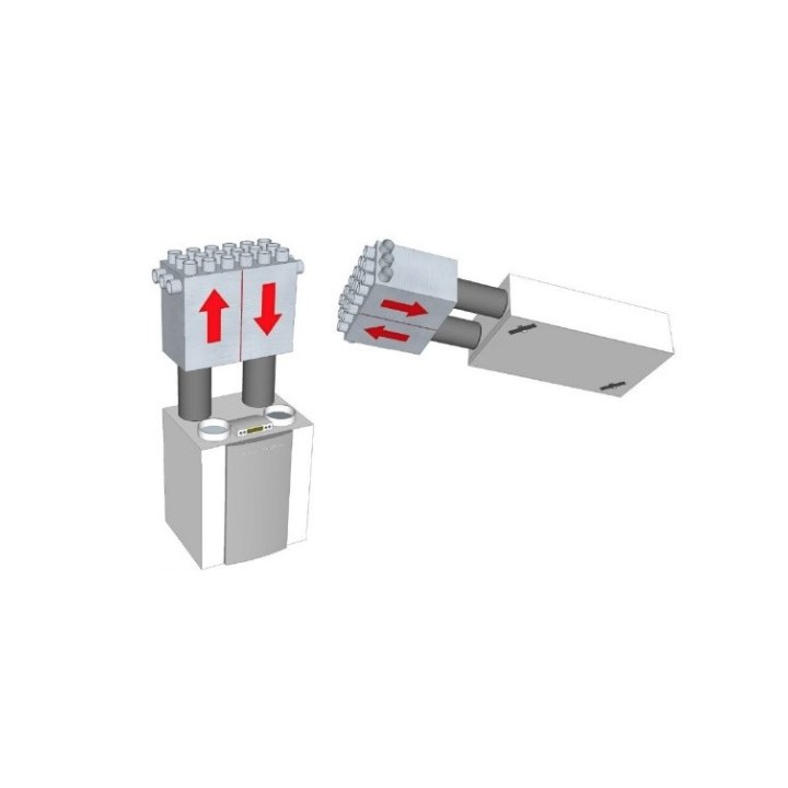 Caisson distribution direct D160/180 Sky300 / Excellent 300-400-450 - 2x (8xø90) [- Accessoires VMC en PEHD - Brink]