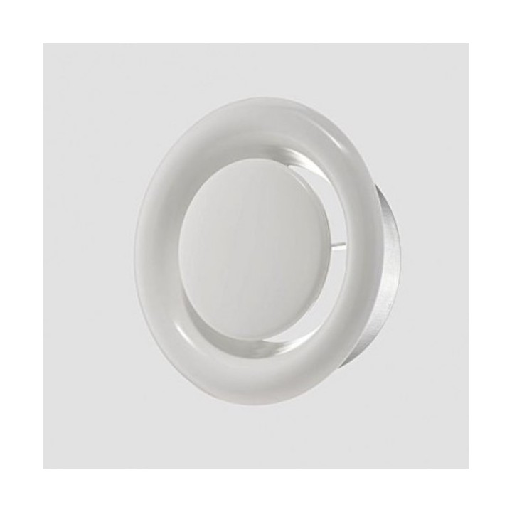 Bouche extraction ronde métal Ø 125 blanche (RAL9010) Réglable + Colerette [- bouches VMC à débit réglable - Brink]