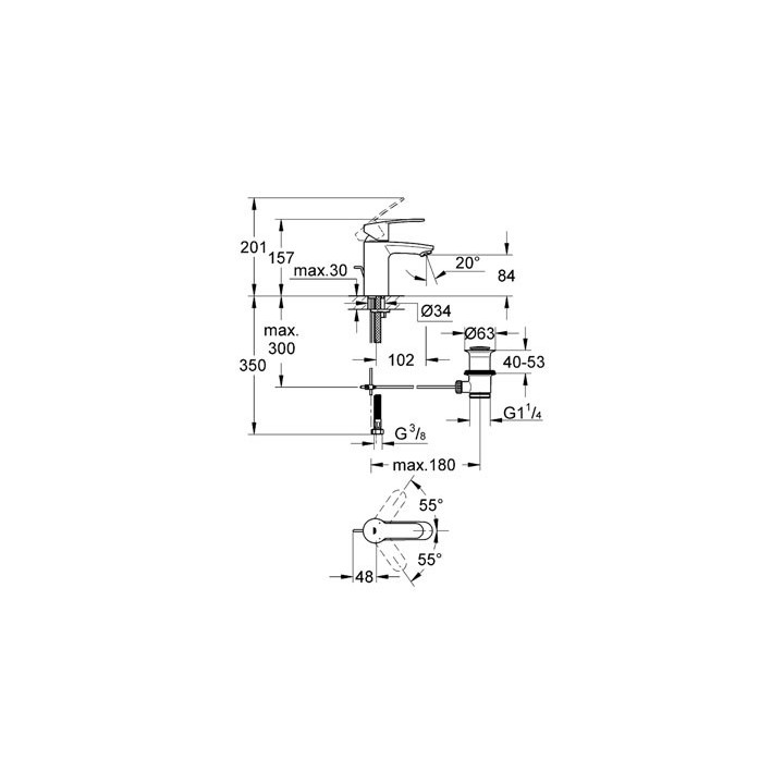 EUROSTYLE COSMOPOLITAN - Mitigeur monocommande 1/2" lavabo Economie d'eau [- Robinetterie salle de bains - GROHE]