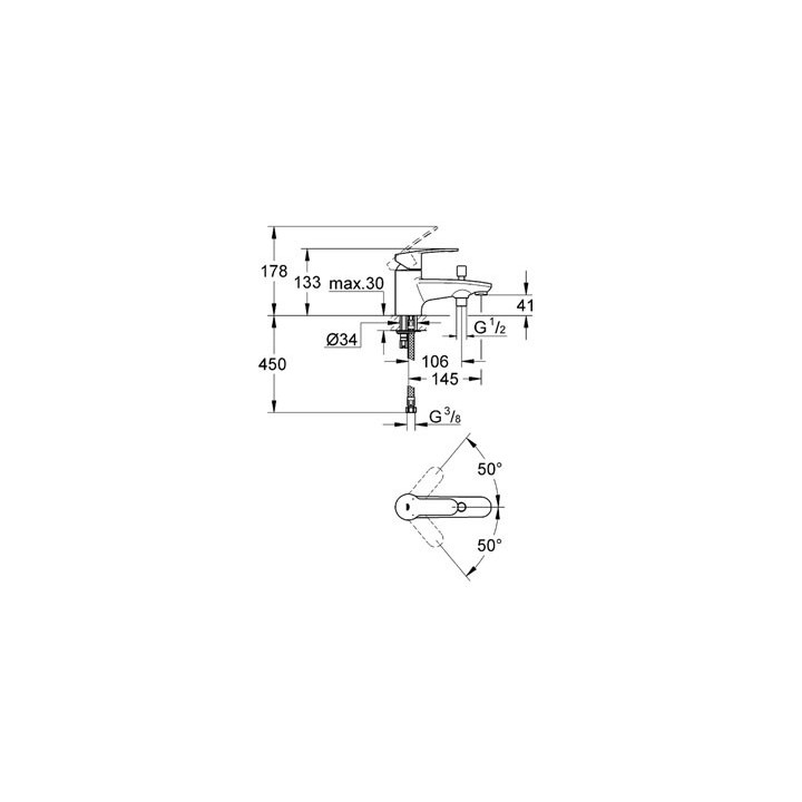 EUROSTYLE COSMOPOLITAN - Mitigeur monocommande 1/2" Bain/douche [- Robinetterie salle de bains - GROHE]