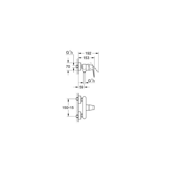 EUROSMART COSMOPOLITAN - Mitigeur monocommande 1/2" Douche [- Robinetterie salle de bains - GROHE]