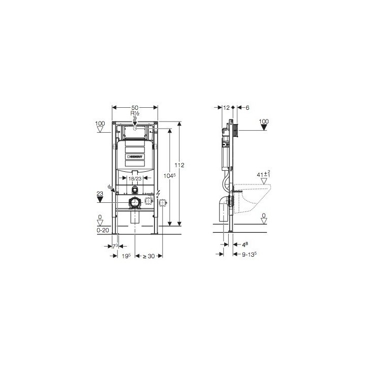 Duofix Sigma 12 cm (UP320), mural en Applique [- Bâti-support - Geberit]