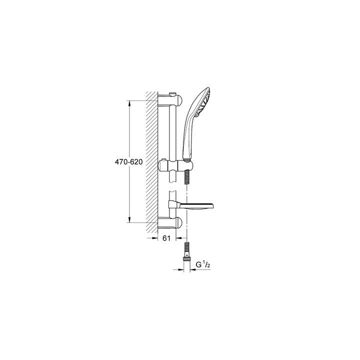 EUPHORIA - Set de douche Eco - Barre douche 600 mm [- Robinetterie Hydrothérapie - GROHE]