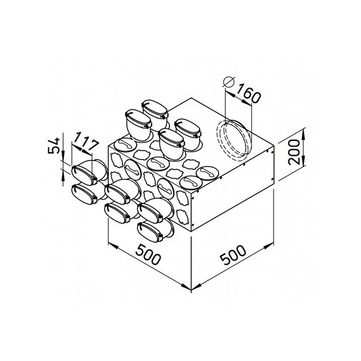 Collecteur intermédiaire 10 pour conduits plats 51 [- FRS-VK 10-51/160 - Réseau FlexPipe - Helios]