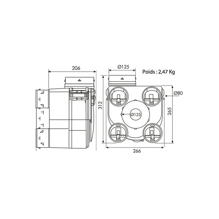 Kit DECO 2 AUTO [(conforme Norme ERP) - VMC Simple flux Autoreglable - Unelvent]