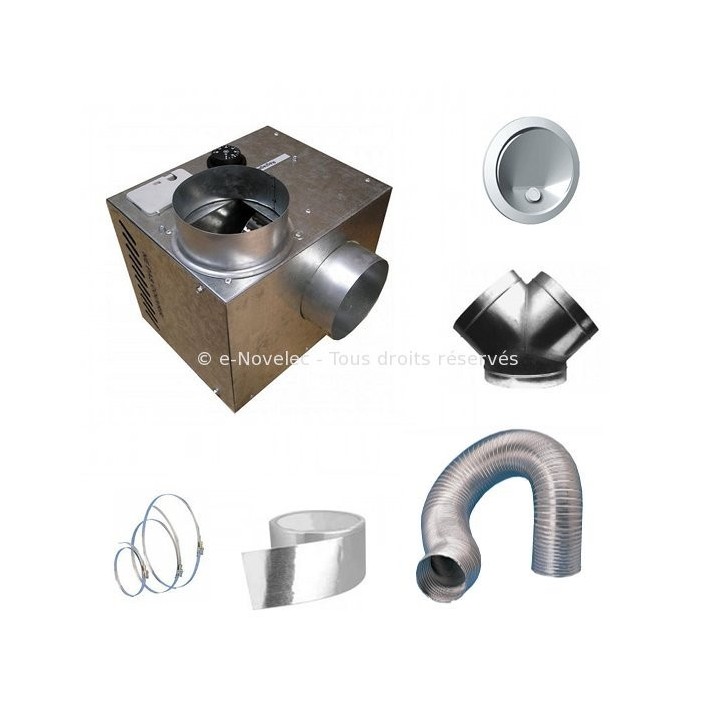 Kit CHEMINAIR 400 [- Ø 125 - 400 m3/h - Pack répartiteur d'air chaud pour foyer fermé - Unelvent]