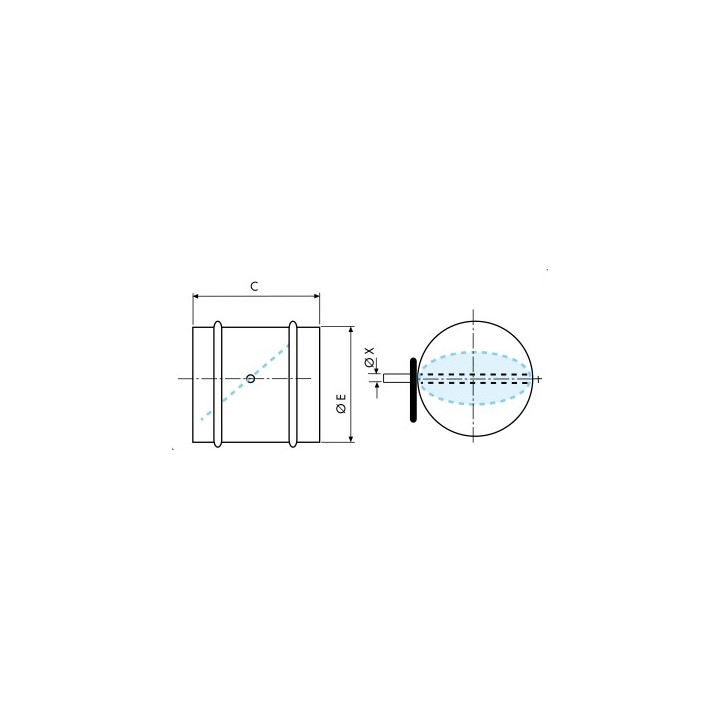 Registre d'isolement manuel galva - REEV - Ø 125 à 400 mm  [- accessoires galvanisés VMC - Unelvent]