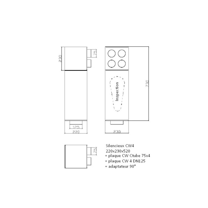 Caisson de distribution 4 piquages - ComfoWell 220 [- sans plaques de raccordement - Réseau PEHD ComfoTube - Zehnder]