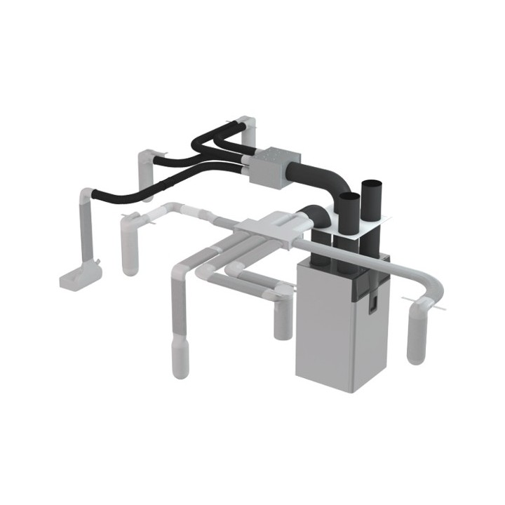 Manchette longue D125 coudée 2 piquages Optiflex - Ø 75 ou 90 mm [- Conduits Polyéthylène et accessoires VMC - Aldès]