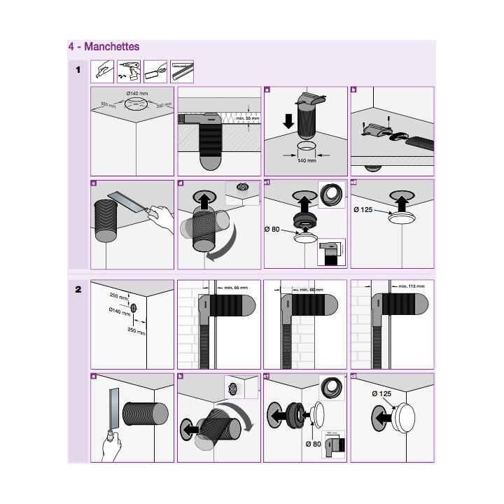 Manchette rectangulaire coudée - 1 piquage ovale - Optiflex [- Conduits Polyéthylène et accessoires VMC - Aldès]