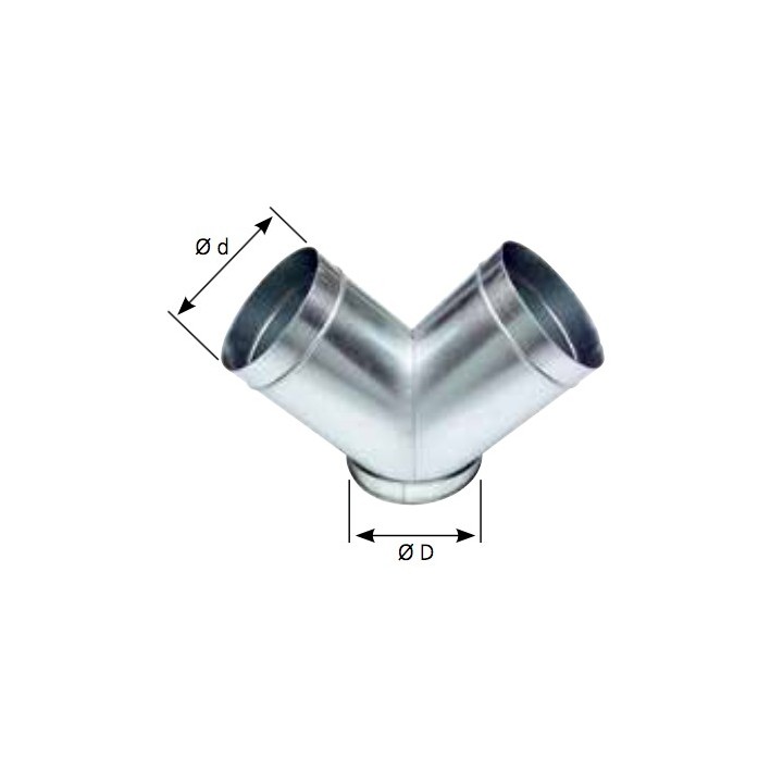 Culotte 45° galva - Ø 80 à 1000 mm [- accessoires galvanisés VMC - Unelvent / Atlantic / Aldès]