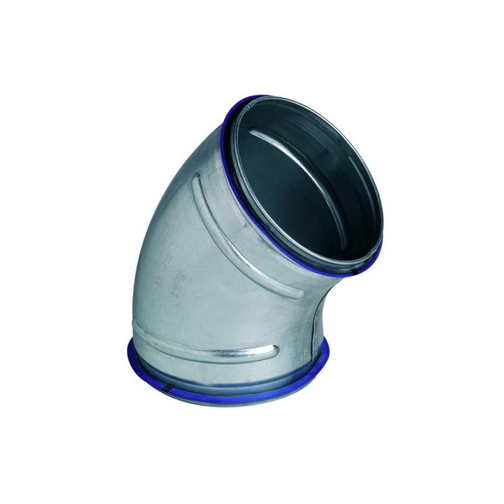 Coude galva 45° à joints - Ø 80 à 630 mm [- accessoires galvanisés VMC - Unelvent / Atlantic / Aldès]