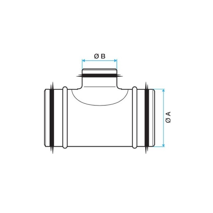 TE équerre 90° galva avec joint - Ø 80 à 630 mm [- accessoires galvanisés VMC - Unelvent / Atlantic / Aldès]