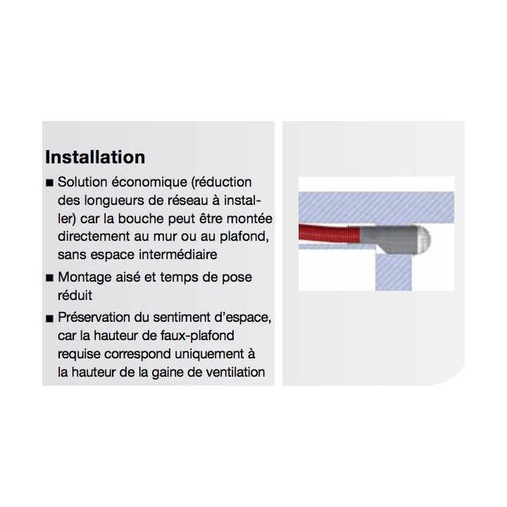 Bouche d'insufflation longue portée - LongFlow [pour conduits comfotube DN 90 ou Flat 51 - Zehnder]