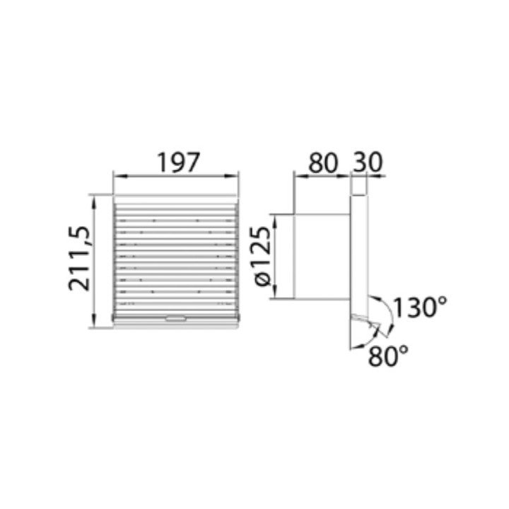 Grille murale Ø 125 ou 150 - Inox verni [ - MUR - WSG 125 - accessoire VMC Double flux - Unelvent]