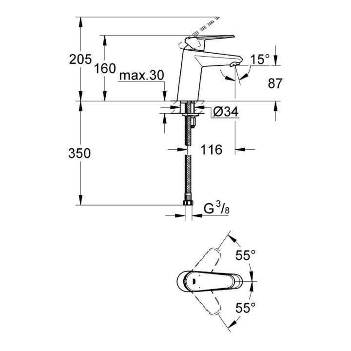 EURODISC COSMOPOLITAN - Mitigeur monocommande 1/2" lavabo [- Robinetterie salle de bains - GROHE]