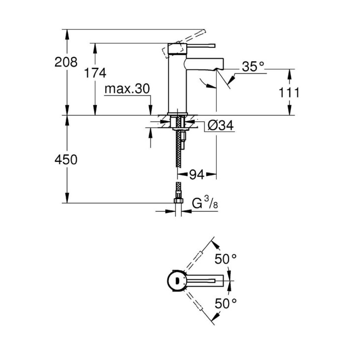ESSENCE Nouveau - Mitigeur monocommande 1/2" lavabo [- Robinetterie salle de bains - GROHE]