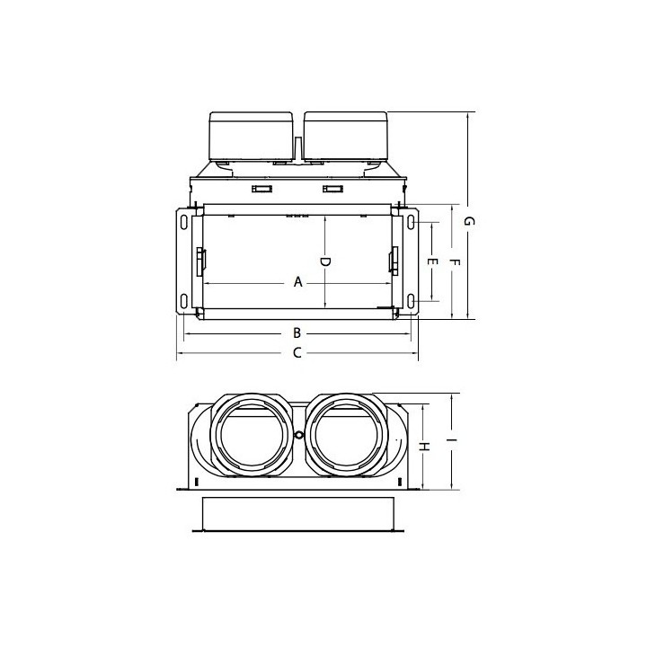 Collecteur mural - Connexion par le dessus - 2 piquages 75 ou 90 mm - [- MCB75 - MCB290 - Réseau PEHD - Ventilair]