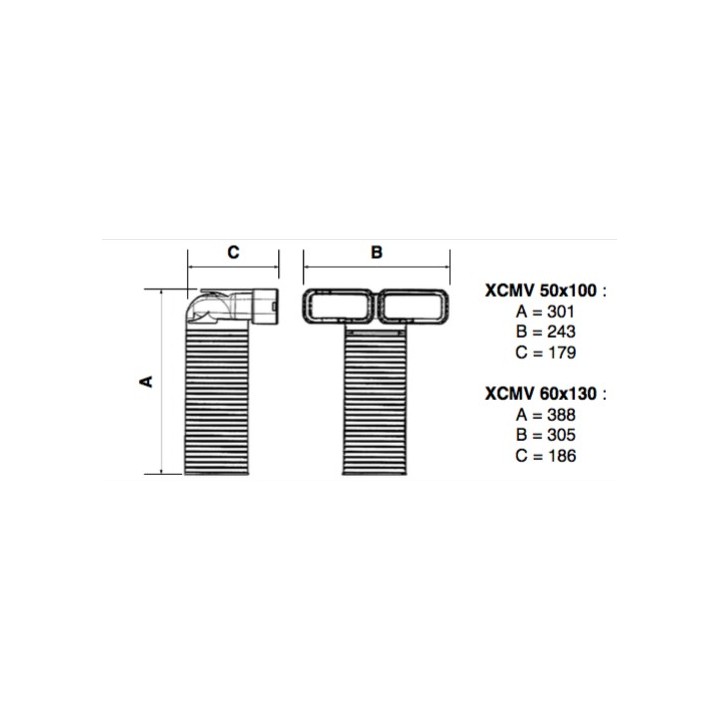 Coude mixte vertical polyéthylène - XCMV [- Conduits et accessoires VMC en PE - Réseau Clip & Go - Atlantic]