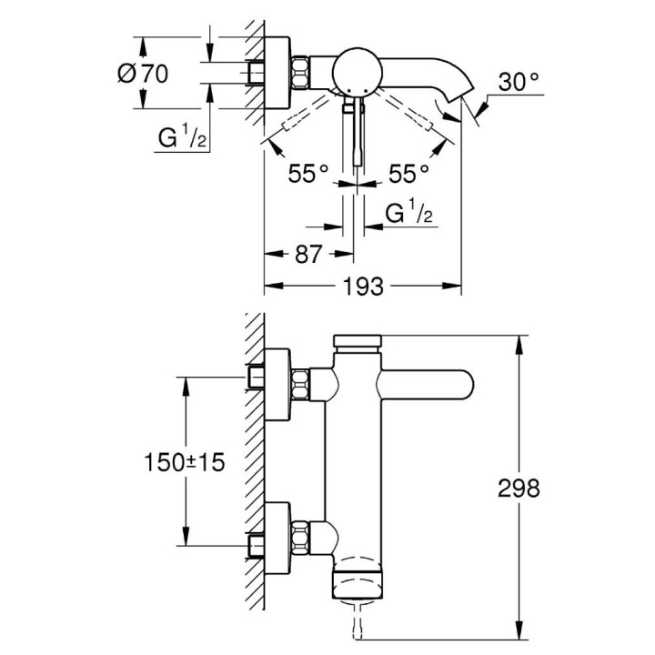 ESSENCE Nouveau- Mitigeur monocommande 1/2" Bain/douche [- Robinetterie salle de bains - GROHE]