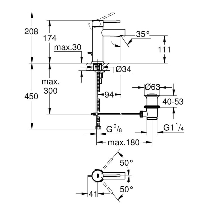 ESSENCE Nouveau - Mitigeur monocommande 1/2" lavabo [- Robinetterie salle de bains - GROHE]