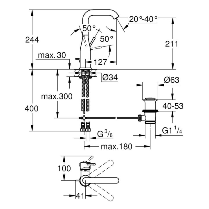 ESSENCE Nouveau - Mitigeur monocommande 1/2" lavabo [- Robinetterie salle de bains - GROHE]