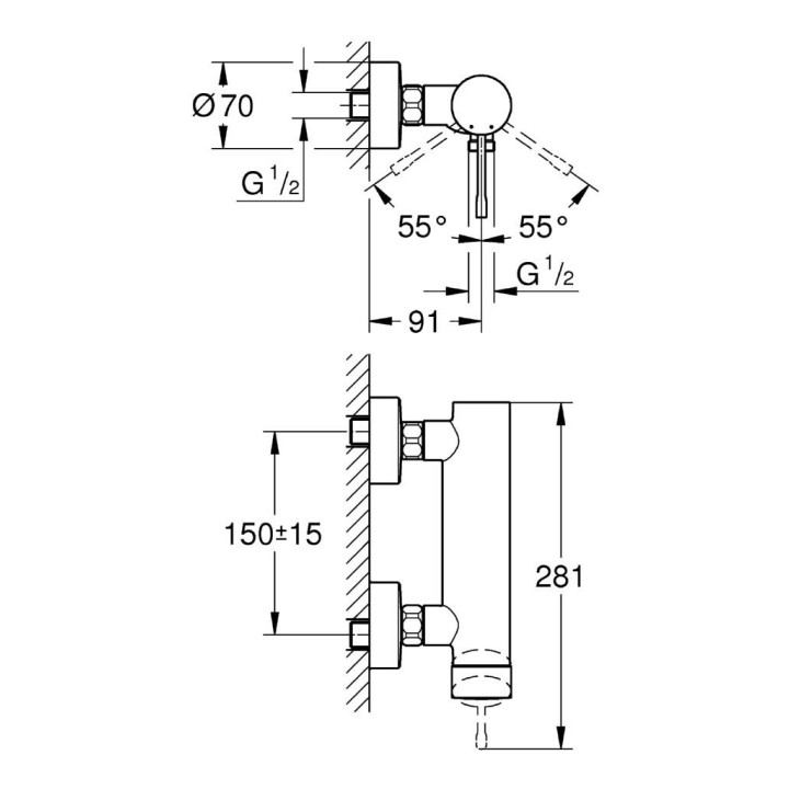 ESSENCE Nouveau - Mitigeur monocommande 1/2" Douche [- Robinetterie salle de bains - GROHE]