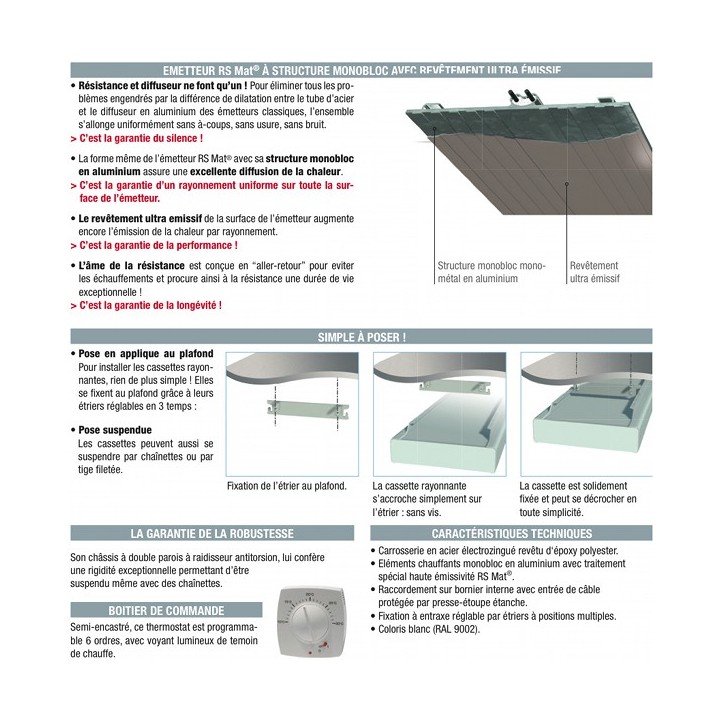 Cassette rayonnante Moyenne T°C