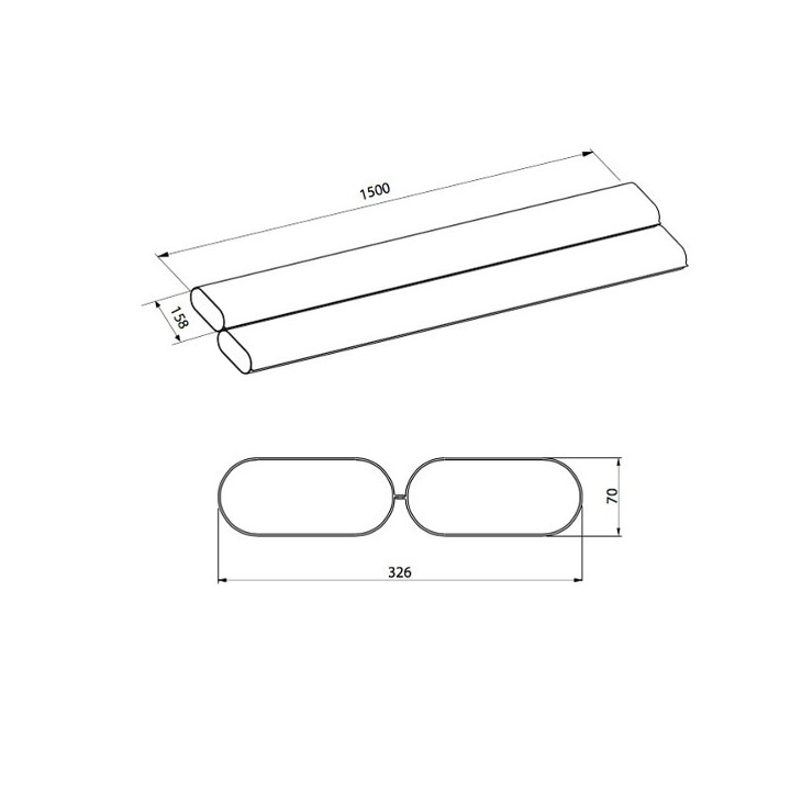 Gaine double CK150/300 - Longueur 1,5 m - conduit plat Comfoflat pour installation en dalle [- Réseau Comfoflat 51- Zehnder]