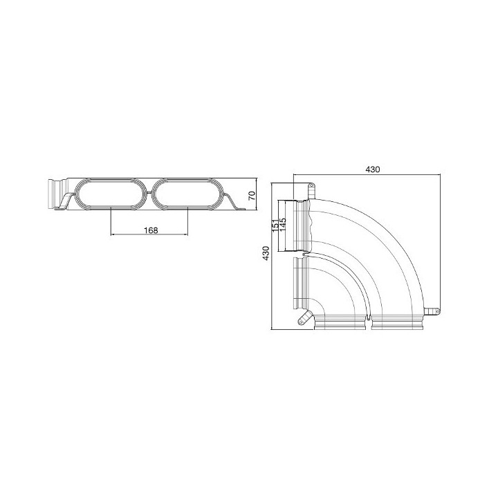 Coude 90° Vertical CK300 pour conduit CK300 Comfoflat [- Réseau PEHD Comfoflat 51- Zehnder]