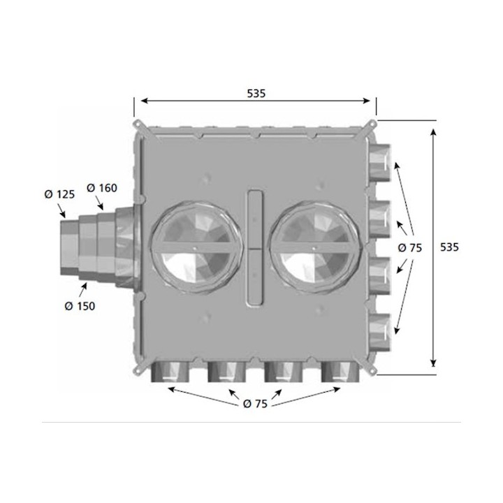 Caisson de distribution 16 piquages - CDP 16X75 [- Conduits et accessoires VMC en PE - Réseau Clip & Go - Atlantic]