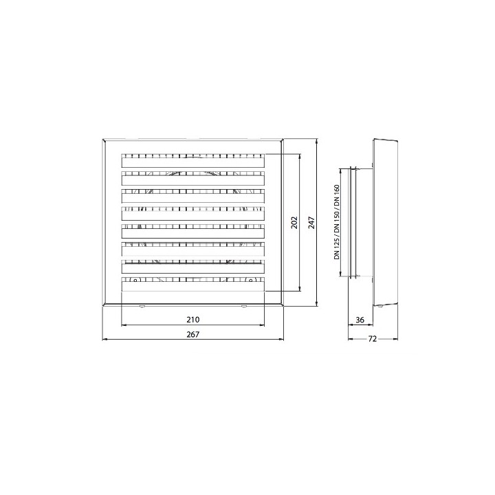 Grille murale inox - Ø 125, 150, 160, 180 et 200 mm [- VMC Double flux - Zehnder]