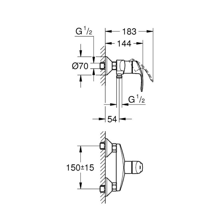 EUROSMART - Mitigeur monocommande 1/2" Douche - Robinetterie salle de bains - GROHE - e-Novelec
